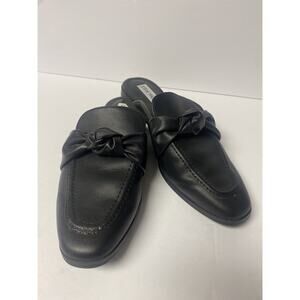 Steve Madden Womens 7.5 Mules Black Twist Knot Bow Toe Slip On Leather Upper